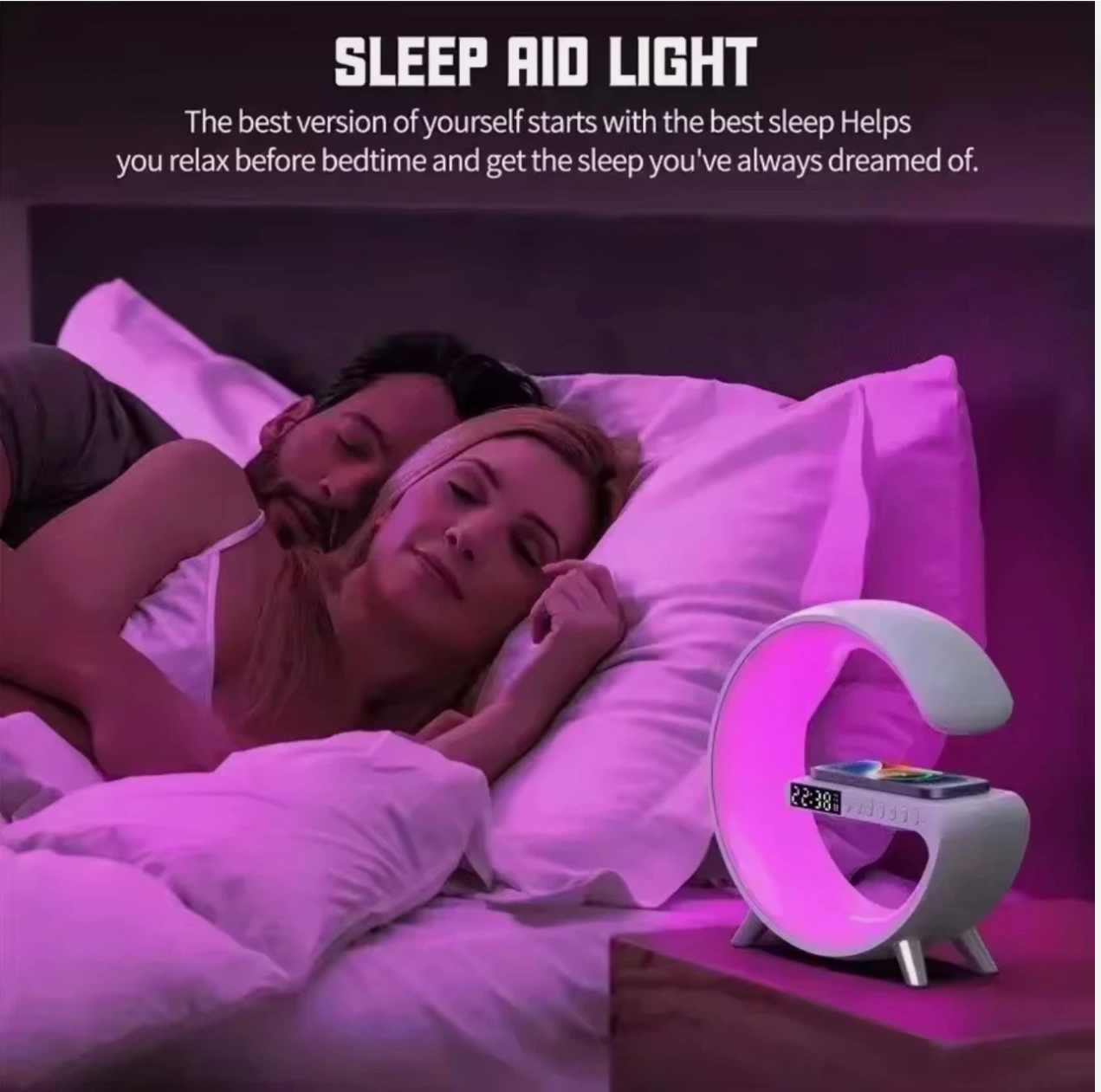 LED Wake Up Light RGB Night Lamp Bluetooth Speaker Wireless Charger 15W Desk