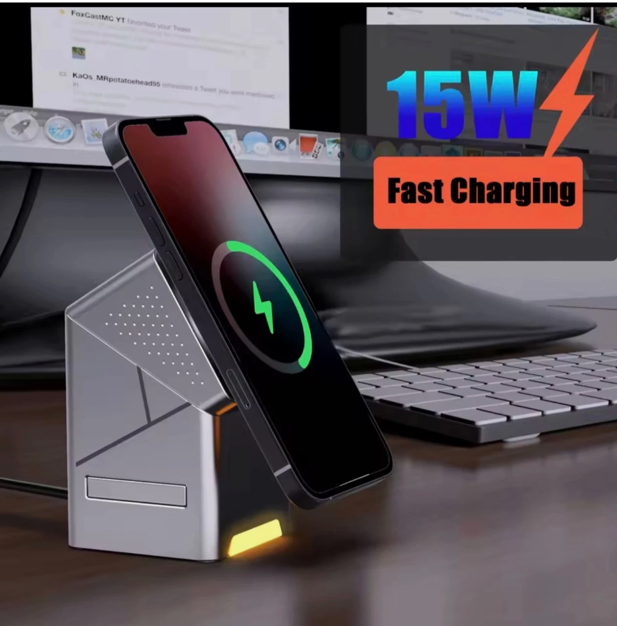 3-in-1 Rotating Magnetic Wireless Charger Stand Fast Charging for iPhone Watch