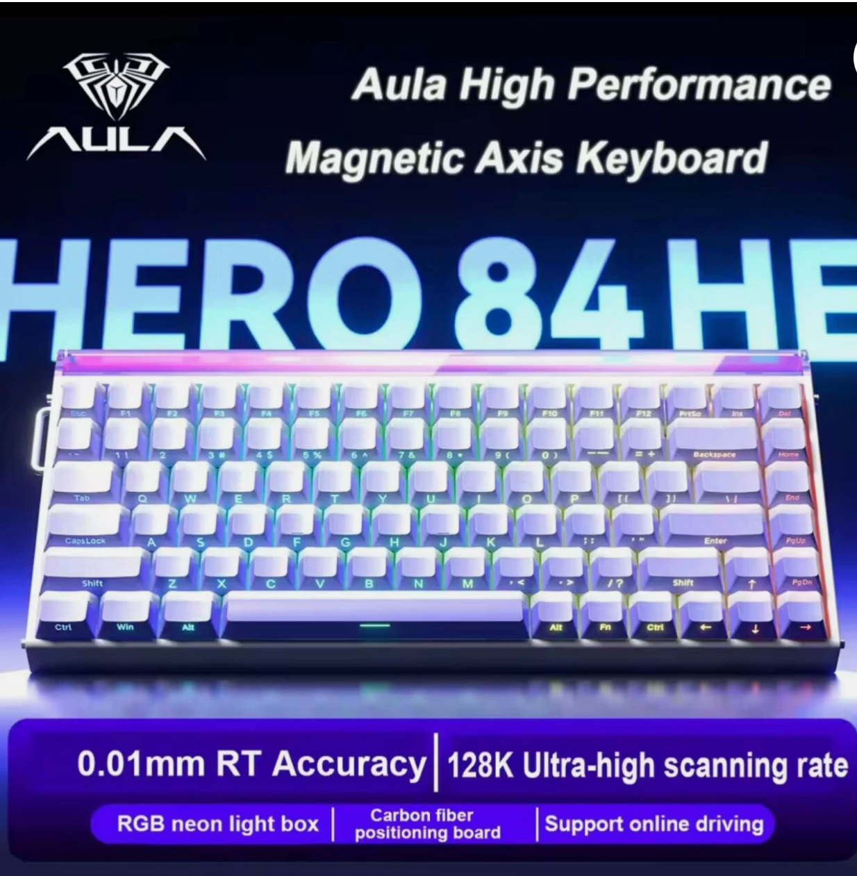 AULA HERO 84 HE Wired Gaming Keyboard Neon RGB 8KHz Magnetic Switch Mechanical
