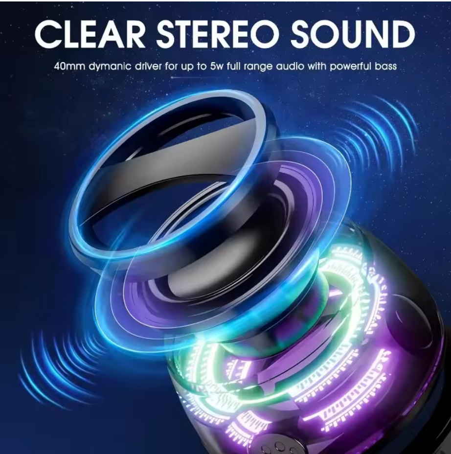 Magnetic Bluetooth Speaker Portable Mini Travel Stereo with RGB Color Light