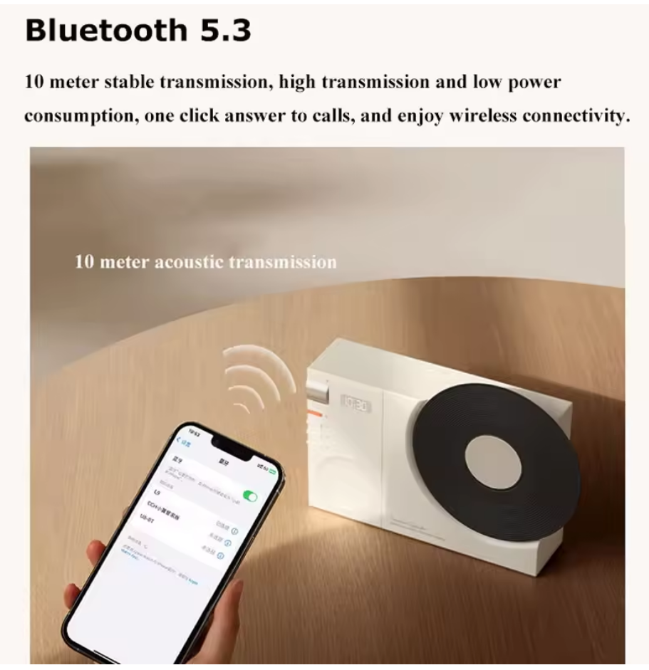 Mini Retro Bluetooth 5.3 Speaker β Wireless HiFi Music Box with Clock Display, AUX & TF Card Support
