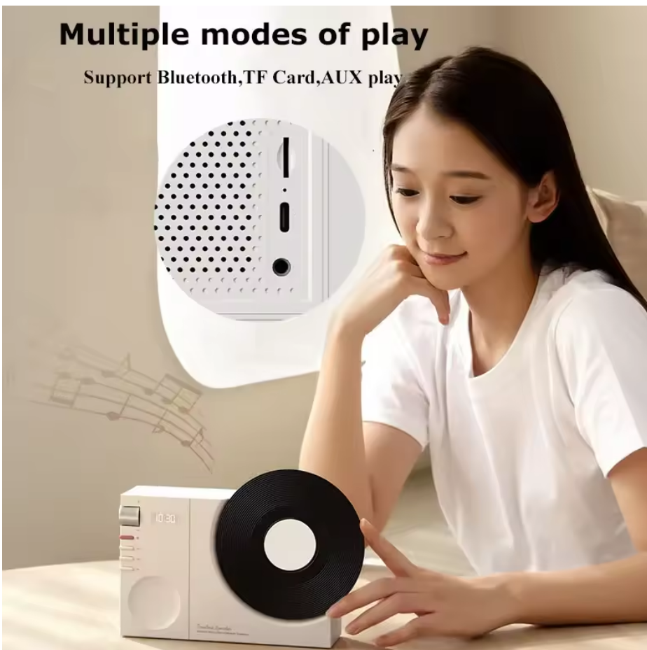 Mini Retro Bluetooth 5.3 Speaker β Wireless HiFi Music Box with Clock Display, AUX & TF Card Support
