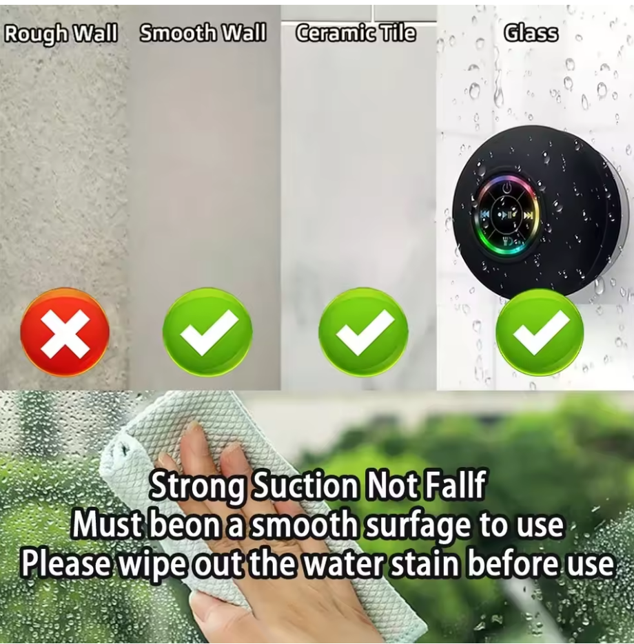 Mini Waterproof Bluetooth Speaker with Suction Cup – Portable Subwoofer, Hands-Free Loudspeaker for Bathroom, Pool, Beach & Car Music