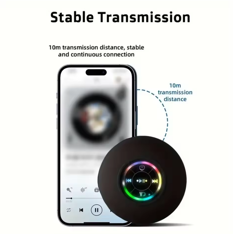 Mini Waterproof Bluetooth Speaker with Suction Cup – Portable Subwoofer, Hands-Free Loudspeaker for Bathroom, Pool, Beach & Car Music