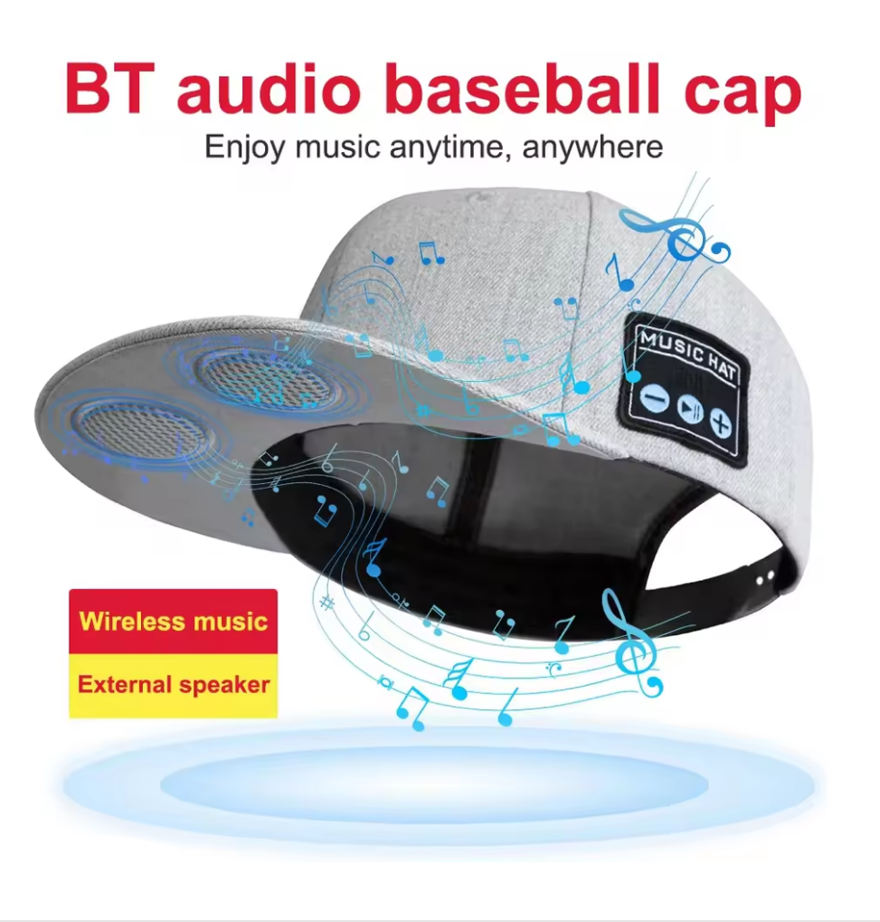 Wireless Bluetooth Music Hat – Baseball Cap with Built-in Headphones, Microphone & Volume Control