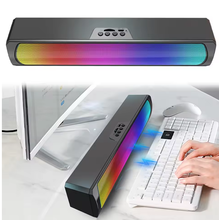 RGB Bluetooth 5.0 Computer Speaker – Stereo Sound Subwoofer for Gaming, Desktop, PC, Laptop & Tablet