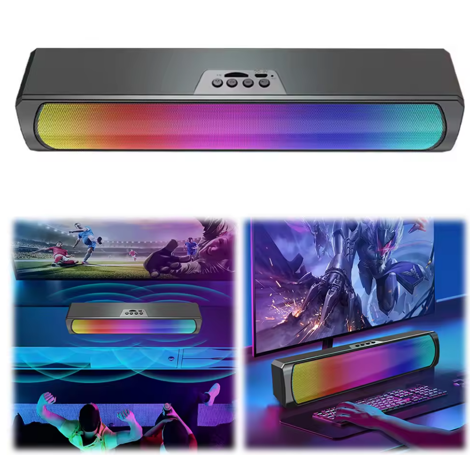 RGB Bluetooth 5.0 Computer Speaker – Stereo Sound Subwoofer for Gaming, Desktop, PC, Laptop & Tablet