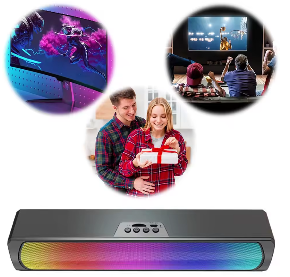 RGB Bluetooth 5.0 Computer Speaker – Stereo Sound Subwoofer for Gaming, Desktop, PC, Laptop & Tablet
