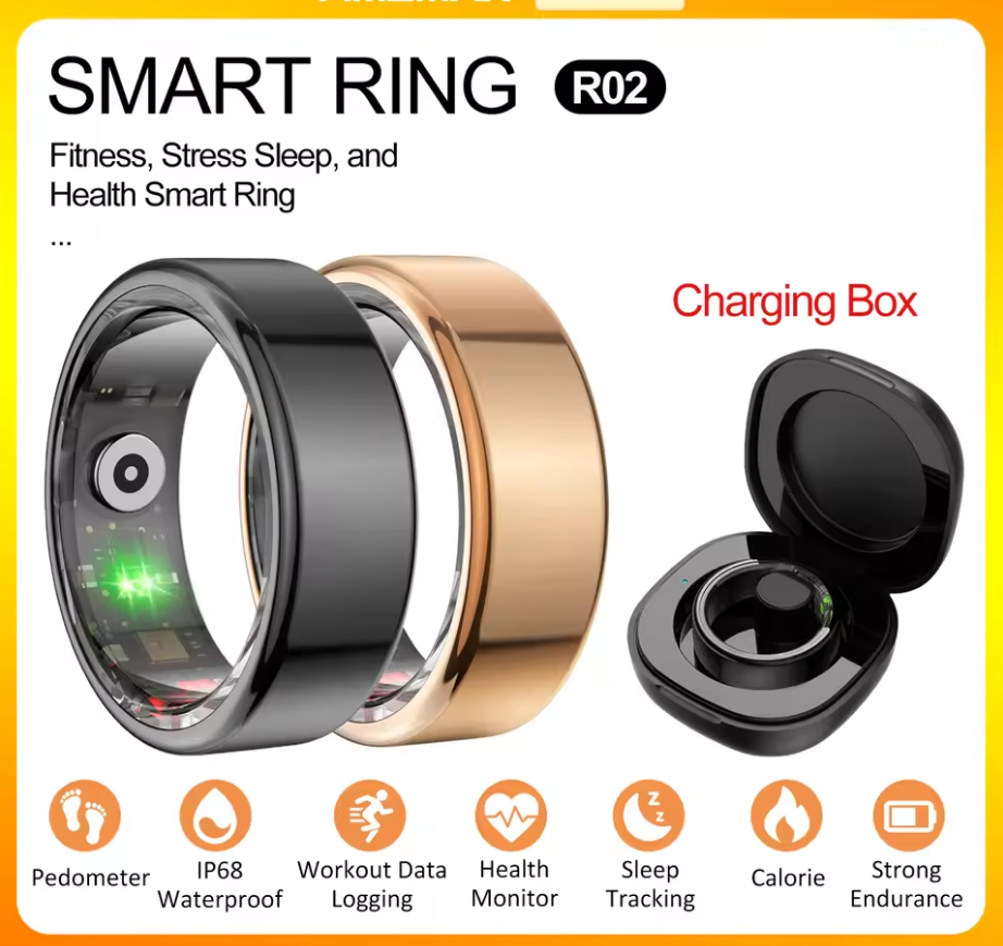 Smart Ring with Multi-Sports Modes – Pedometer, Fitness Tracker, Health Monitoring, IP68 Waterproof, Military-Grade