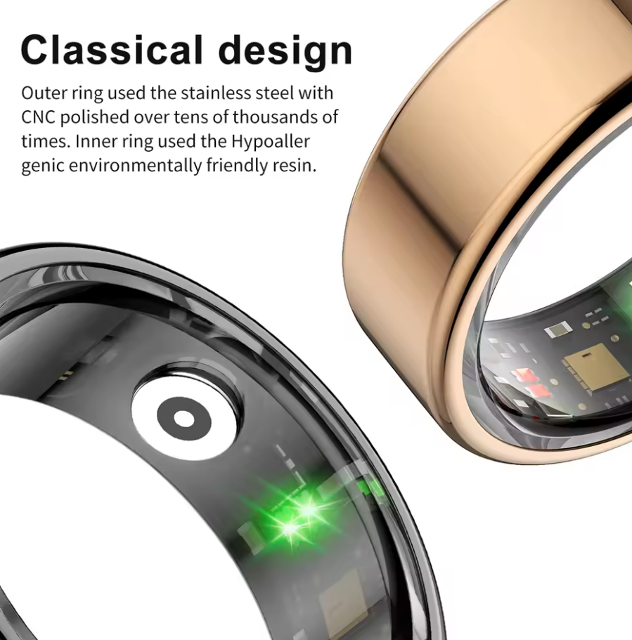 Smart Ring with Multi-Sports Modes – Pedometer, Fitness Tracker, Health Monitoring, IP68 Waterproof, Military-Grade