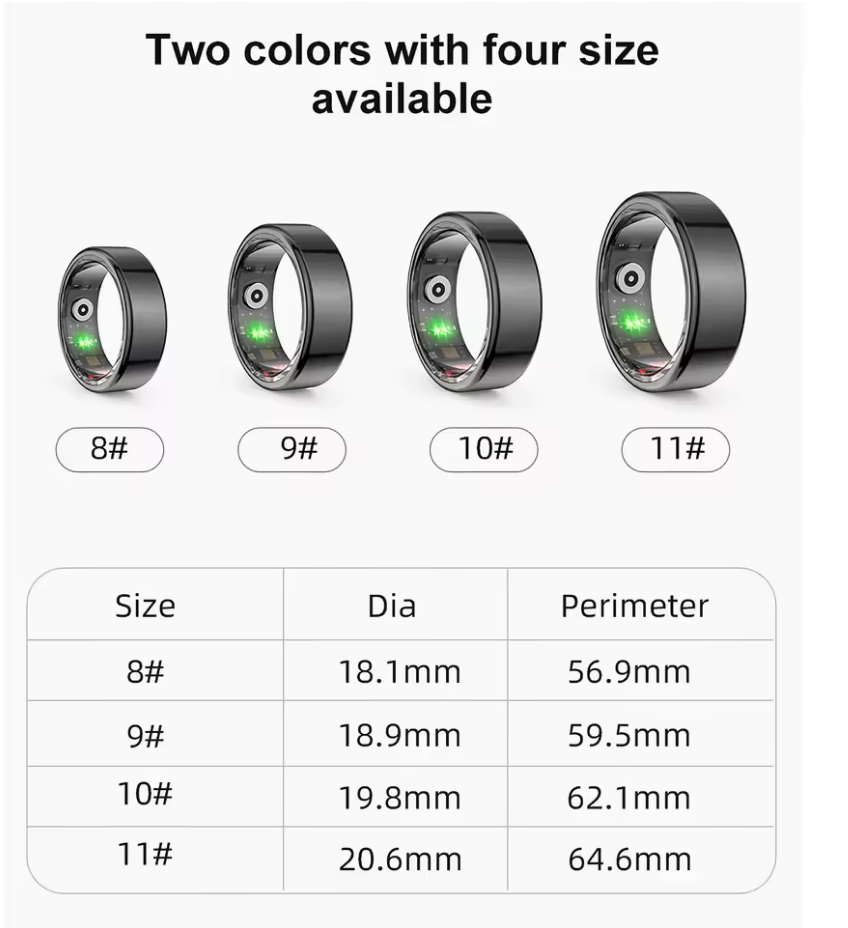 Smart Ring with Multi-Sports Modes – Pedometer, Fitness Tracker, Health Monitoring, IP68 Waterproof, Military-Grade