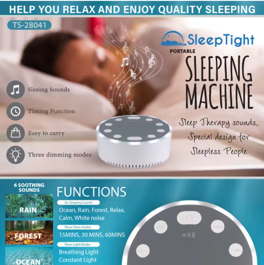 Intelligent White Noise Sleep Speaker – Mood Light with Adjustable Sound & Ambient Sleeping Aid