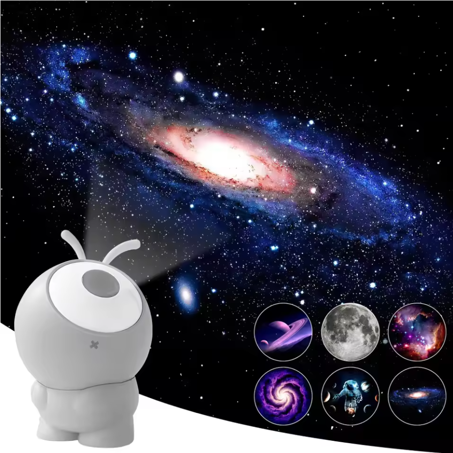 Rechargeable Galaxy Projector Lamp 6-in-1 | LED Starry Sky, Planetarium & Rotating Constellation Night Light Decor