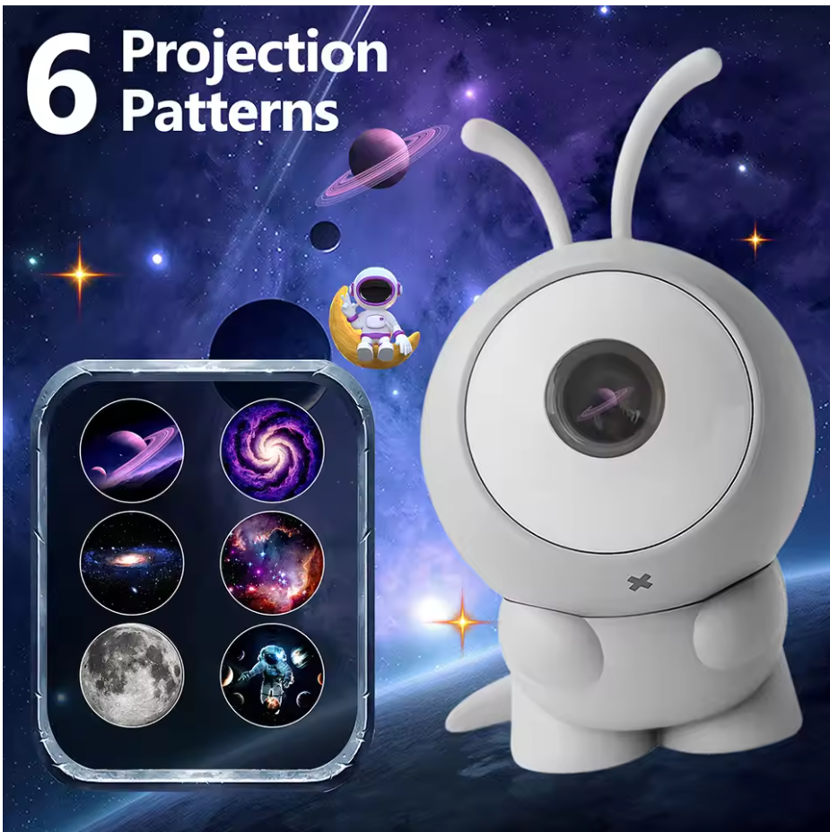 Rechargeable Galaxy Projector Lamp 6-in-1 | LED Starry Sky, Planetarium & Rotating Constellation Night Light Decor