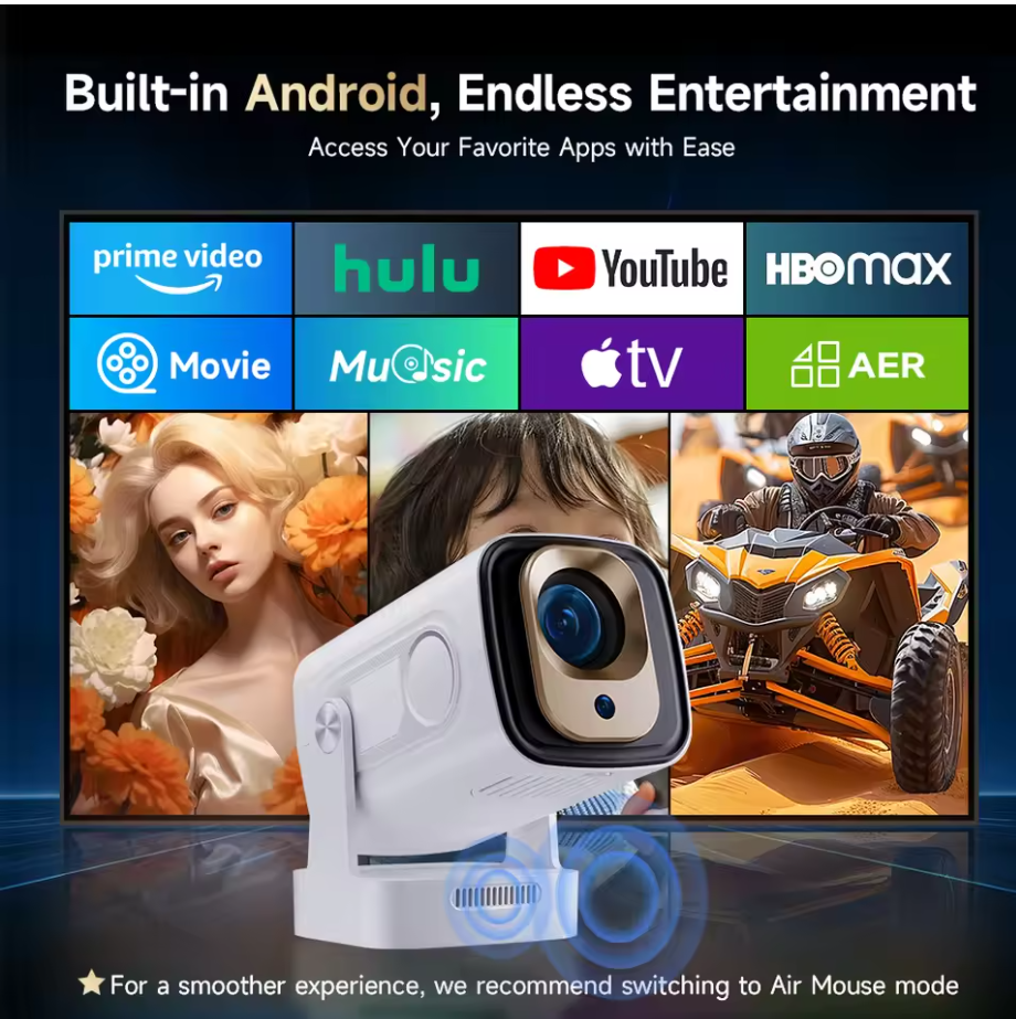 Magcubic HY310 Smart Projector | 4K Supported 1080P Android 11 | 330 ANSI, WiFi 6, BT 5.4, Auto Focus, Air Mouse & Voice Control