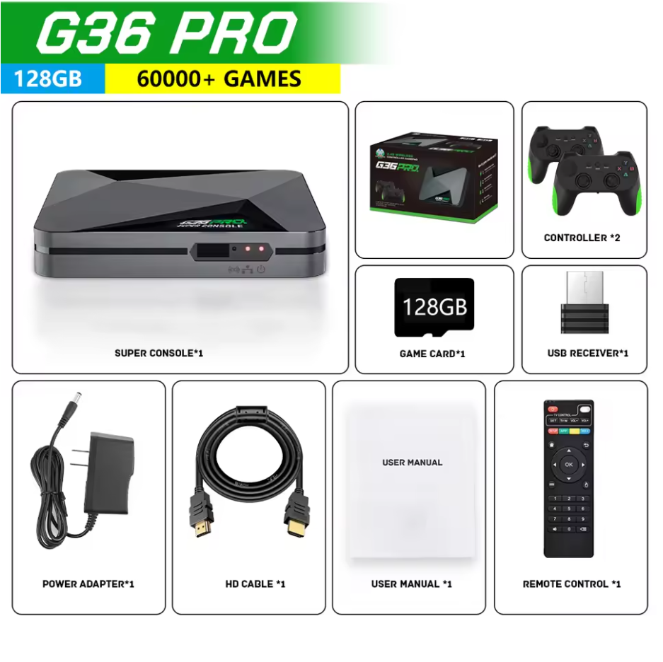 G36 Pro Retro Video Game Console | 120,000+ Games | PS1/GBA/MD/CPS Support with Gamepad | Super Console Gift for Kids & Families