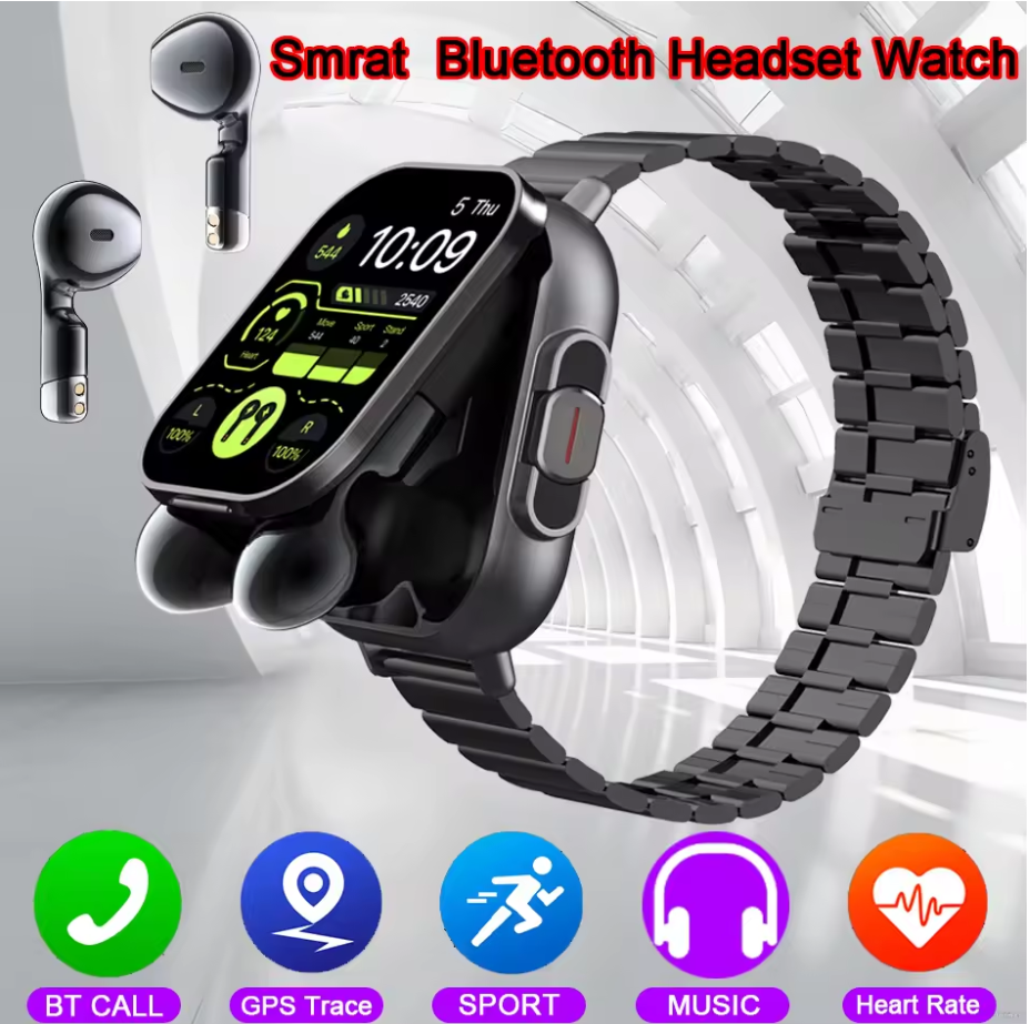 Smart Watch 2 in 1 with Earbuds π§ | Bluetooth Call, GPS, Heart Rate Monitor, Music Player, Fitness Smartwatch for Men & Android iOS Phones