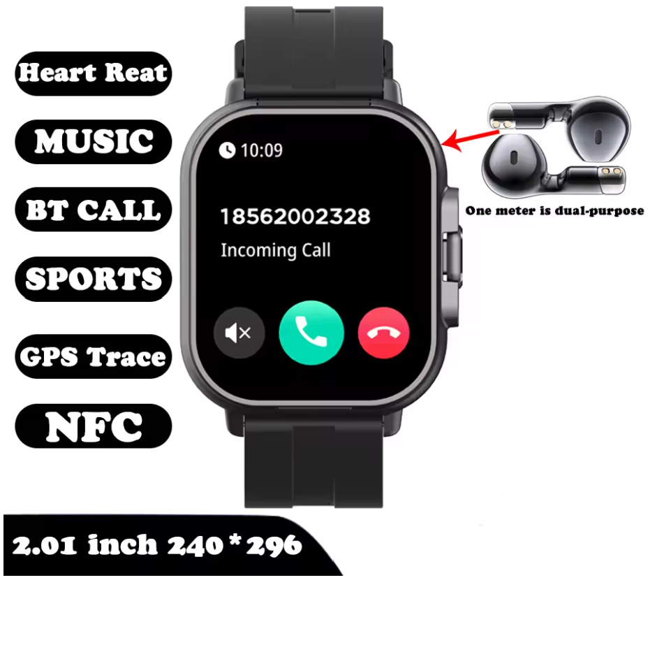 Smart Watch 2 in 1 with Earbuds π§ | Bluetooth Call, GPS, Heart Rate Monitor, Music Player, Fitness Smartwatch for Men & Android iOS Phones