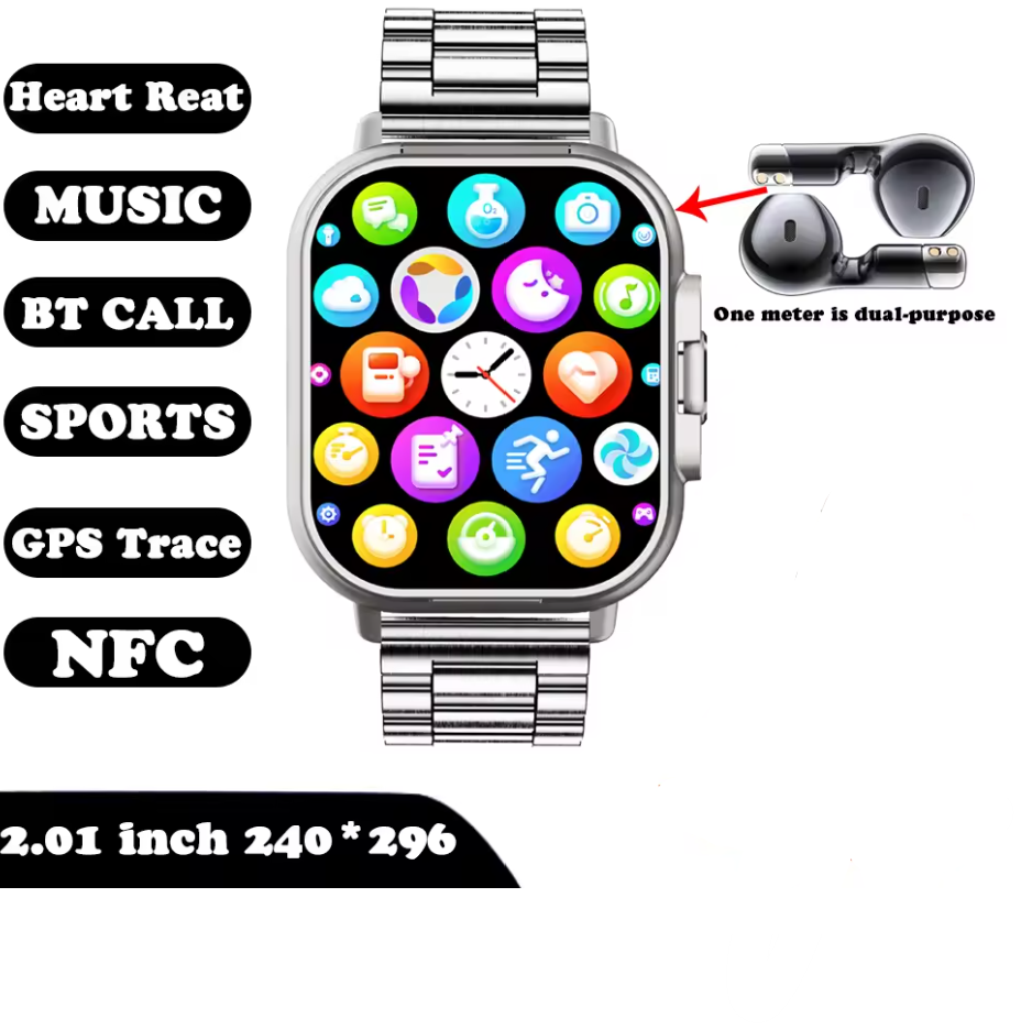Smart Watch 2 in 1 with Earbuds π§ | Bluetooth Call, GPS, Heart Rate Monitor, Music Player, Fitness Smartwatch for Men & Android iOS Phones