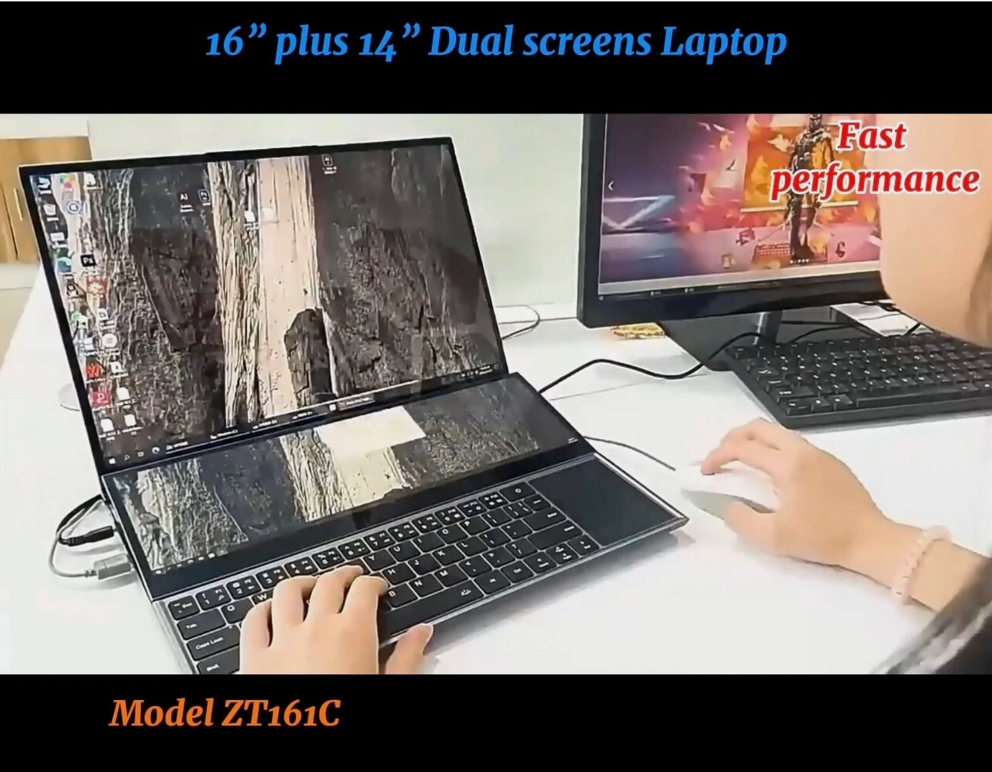 ZeeTec DUAL SCREEN 16" plus 14" LAPTOP COMPUTER Intel I7 9th Gen 16GB 512GB