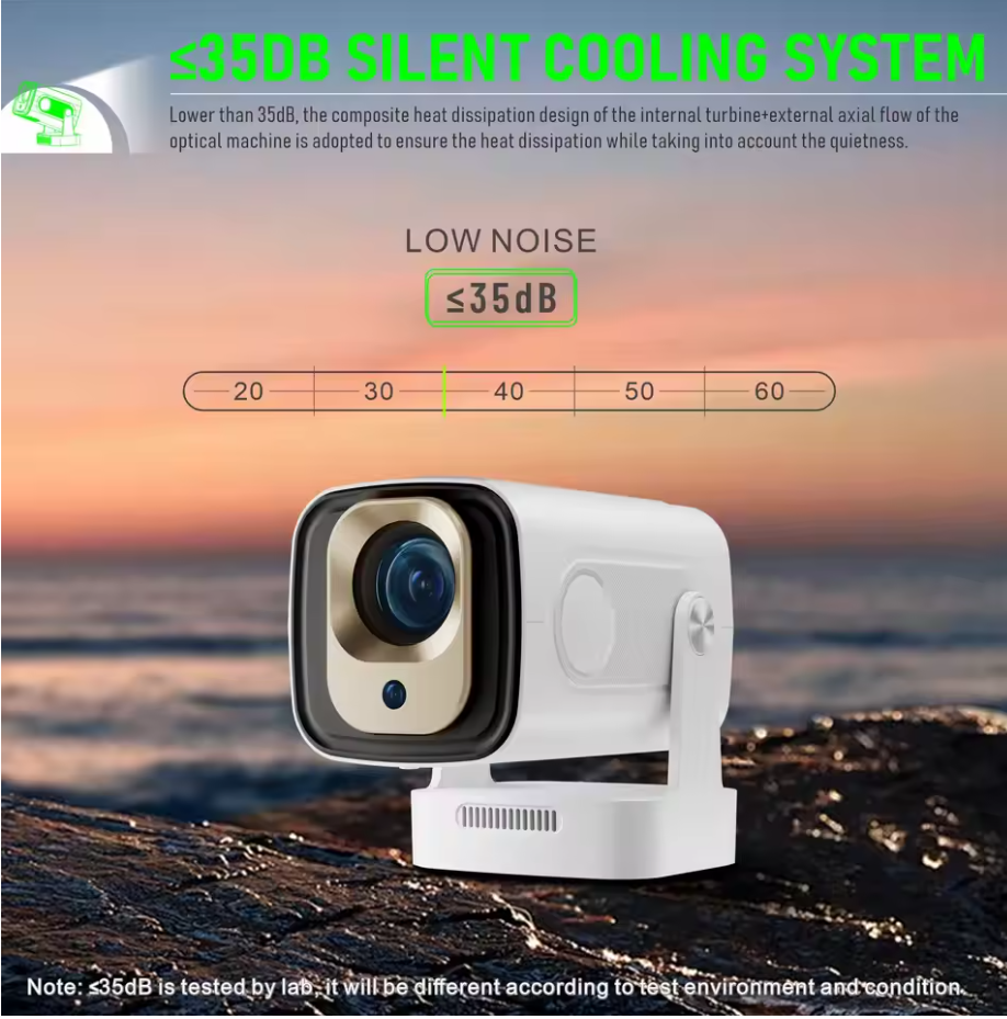 HY260 Pro Outdoor Mini Projector | 1080P, WiFi 6 & BT 5.4 | 180° Rotatable, 6000 Lumens Portable Cinema for Camping & Movie Nights