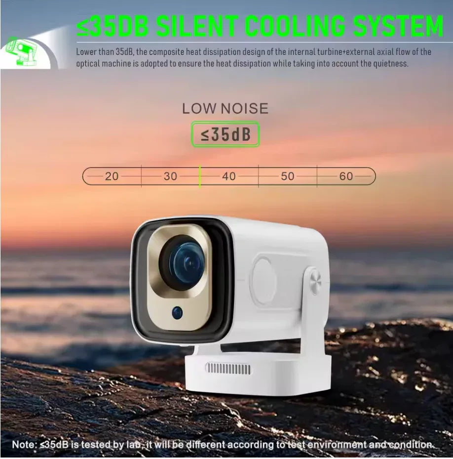 HY260 Mini Outdoor Projector with Smart Connectivity, WiFi 6 & BT 5.4, 180° Rotatable Projection, Dolby Audio, HDMI & USB Ports - ZeeTec Store