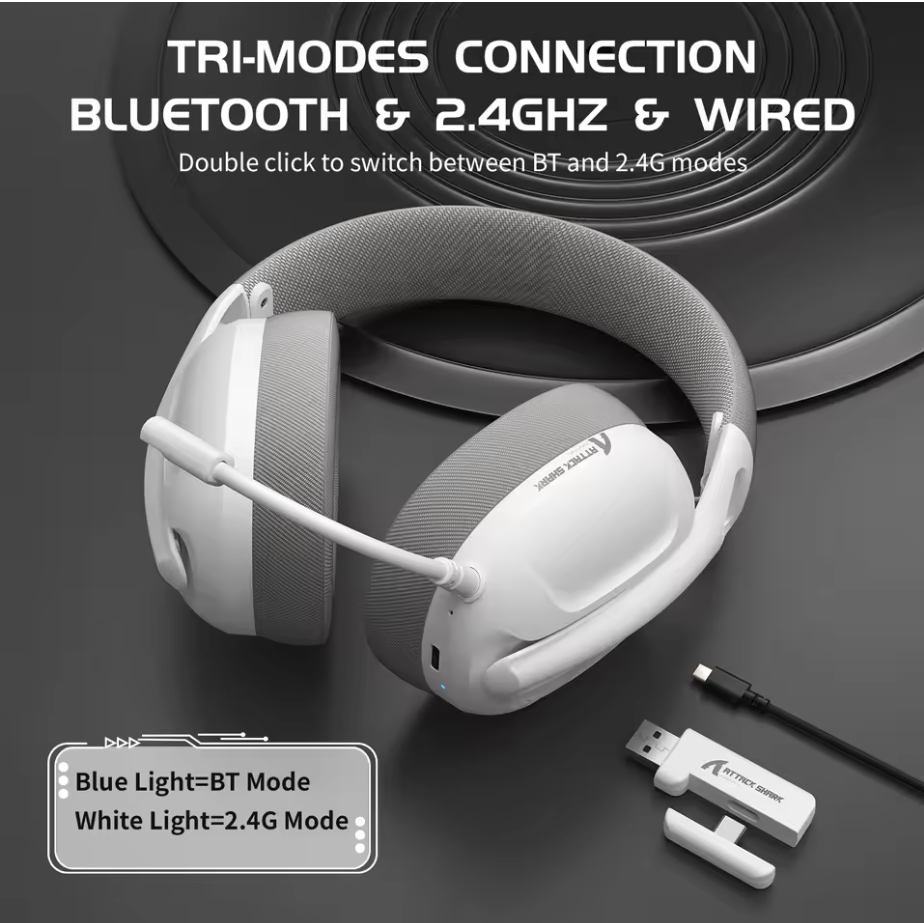 ATTACK SHARK L80 5.1 Gaming Headset 180g Light BT/Wireless/Wired w/Mic PC PS5