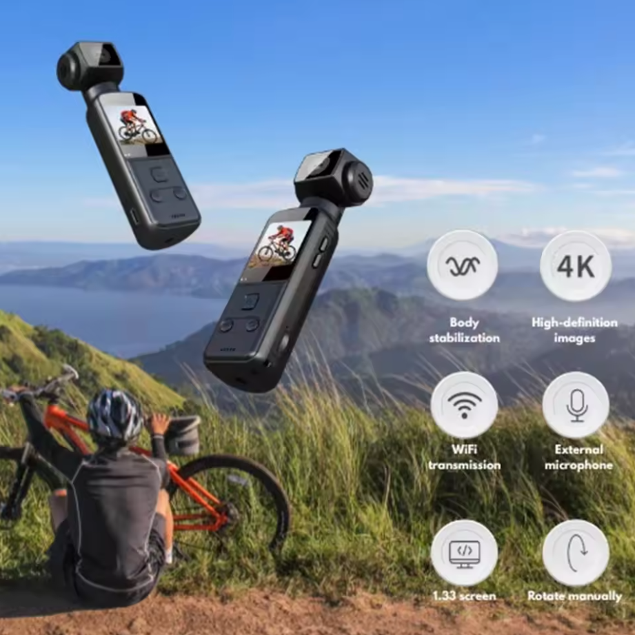 4K HD Sports Camera | Anti-Shake | 270° Rotate | Pocket Selfie Cam One-Click