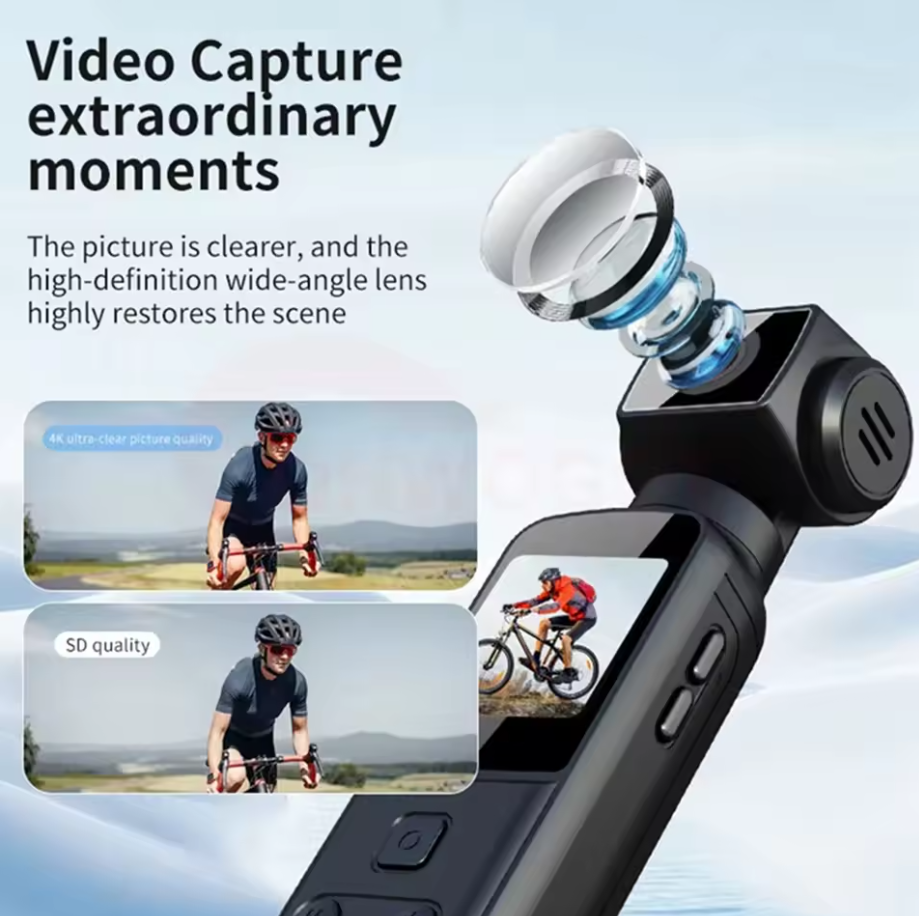 4K HD Sports Camera | Anti-Shake | 270° Rotate | Pocket Selfie Cam One-Click