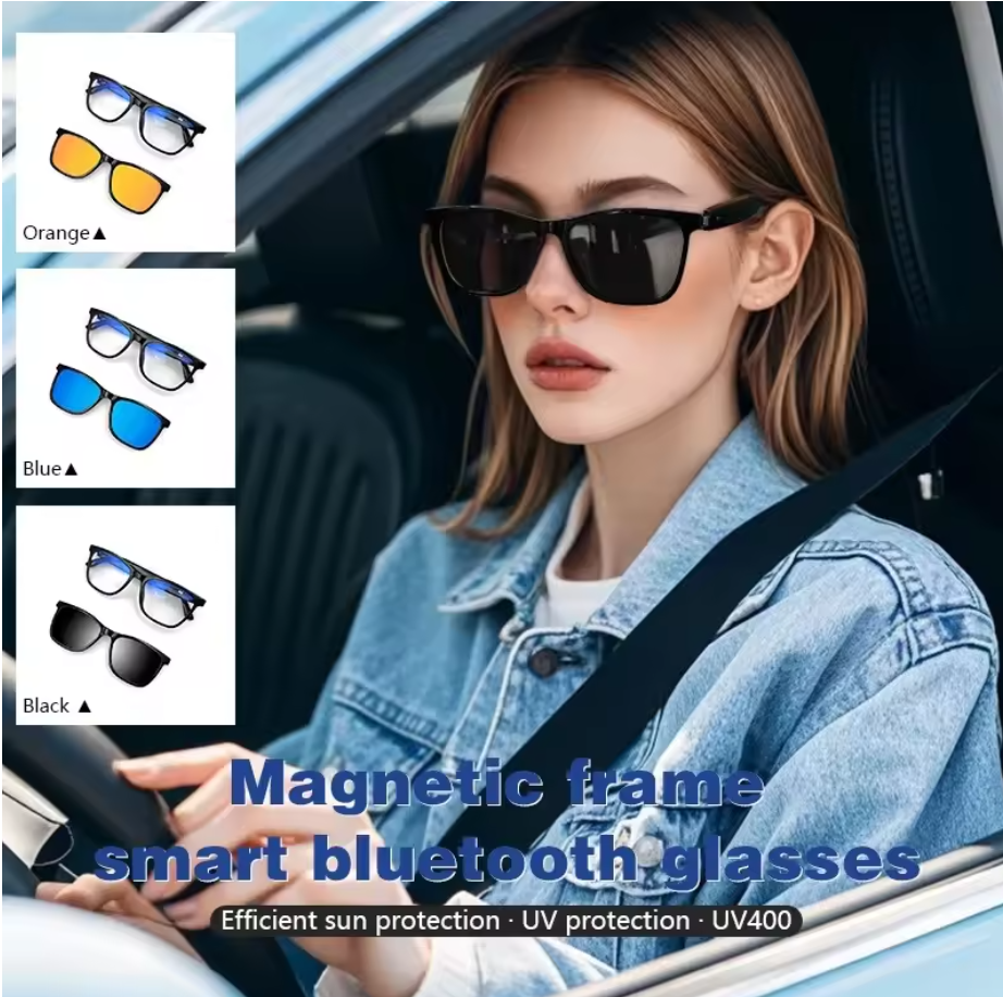 Bluetooth Smart Sunglasses Music Call UV400 Polarized Lens 2-in-1 Glasses