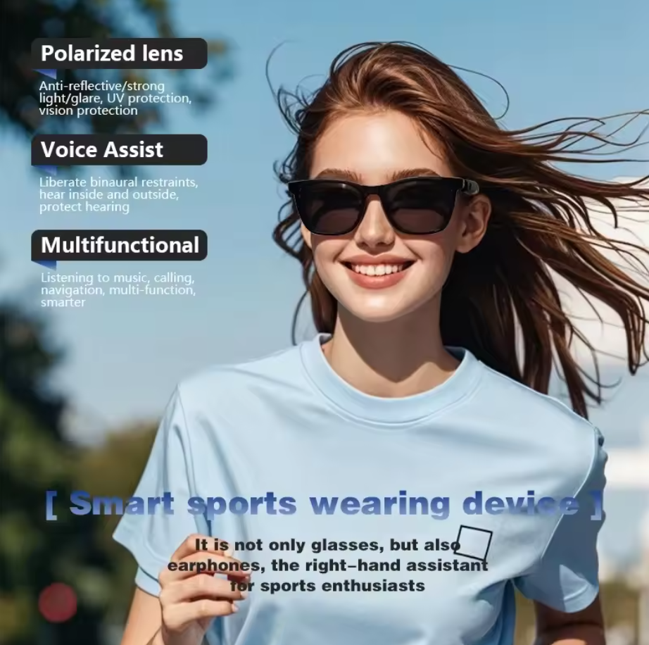 Bluetooth Smart Sunglasses Music Call UV400 Polarized Lens 2-in-1 Glasses
