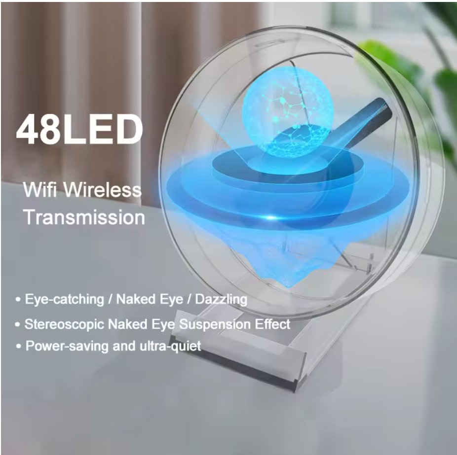 3D HOLOGRAPHIC FAN PROJECTOR TRANSPARENT 8 cm with AUDIO PLAYBACK HOLOGRAM LED