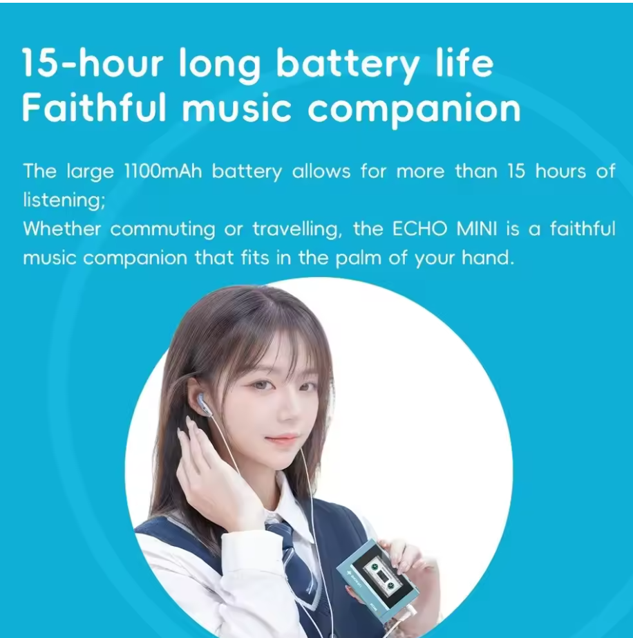 Echo Mini MP3 Walkman 8GB DSD Bluetooth Player Retro Portable Music Gift