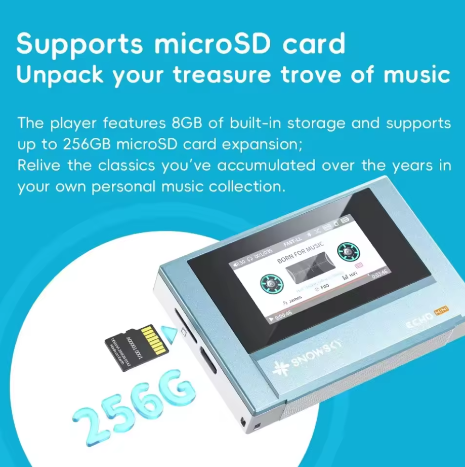 Echo Mini MP3 Walkman 8GB DSD Bluetooth Player Retro Portable Music Gift