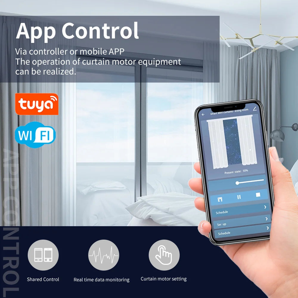 Smart Wireless Automatic Home Curtain Opener Works with Alexa Google Assistant