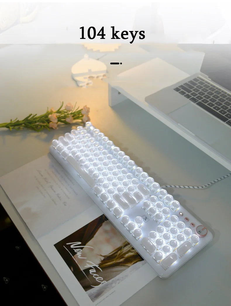 Wired Transparent Mechanical Gaming Keyboard β 104 Keys, RGB Backlit, PC & Lapto