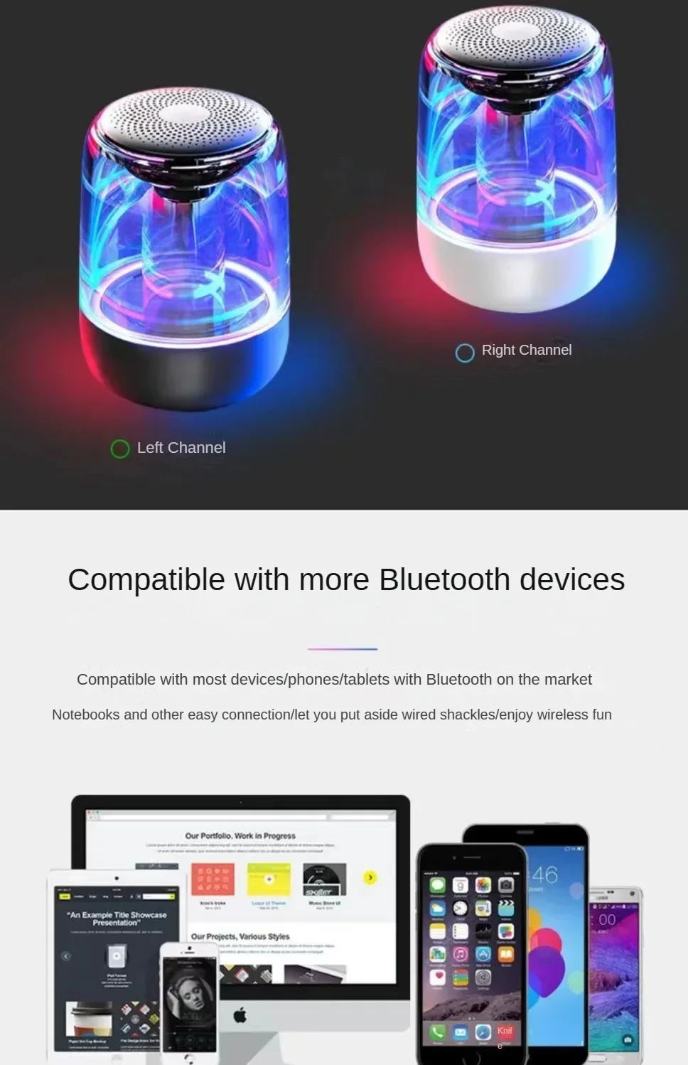 AI Smart Wireless Speaker Stereo Surround Subwoofer Breathing Lamp Light Effect