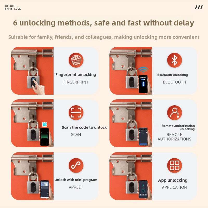 Smart Fingerprint Bluetooth Padlock, App Control, High Durability, Fast Recognition, Bluetooth Connectivity