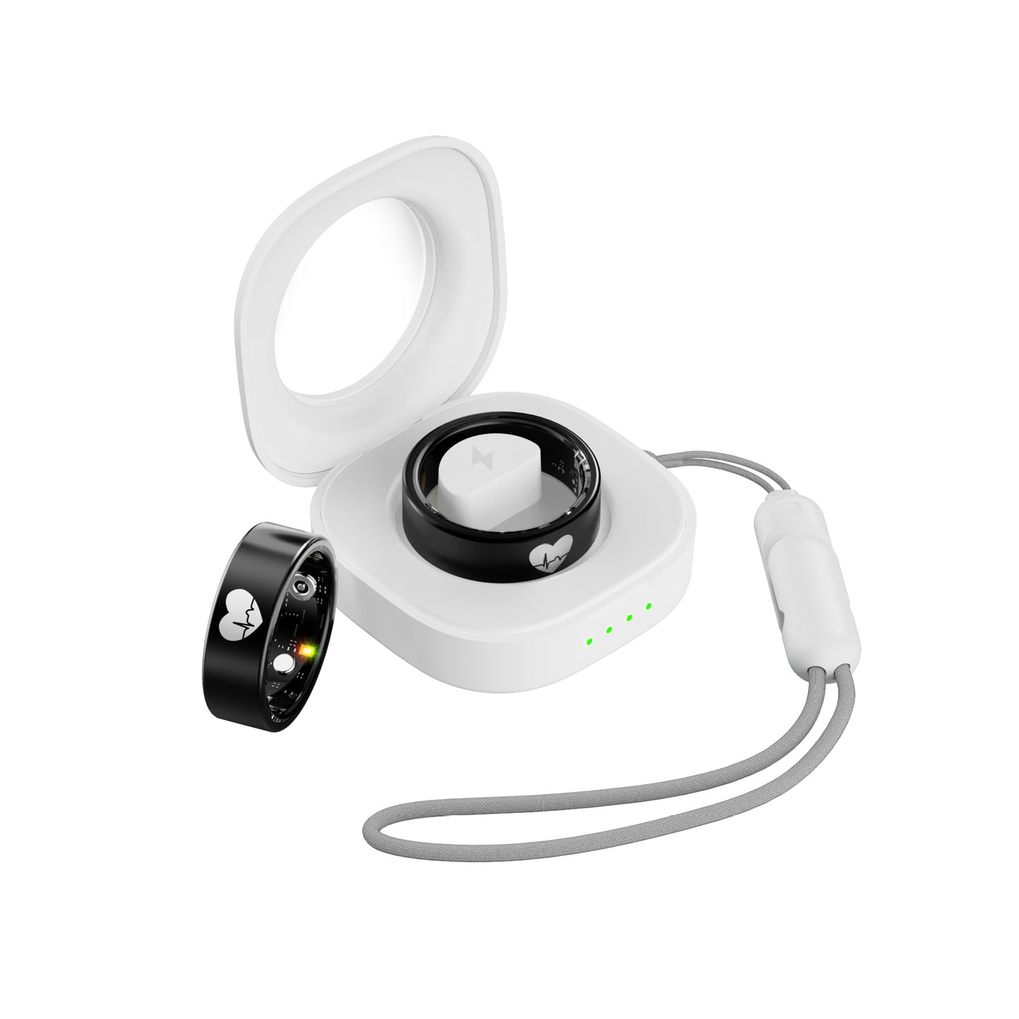 Smart Health Monitoring Ring, Multi-functional Health Monitoring: Tracks ECG body temperature heart rate, blood oxygen sleep and HRV for comprehensive health insights, Lightweight Design, Wide Compatibility, Long Battery Life: 20mAh battery