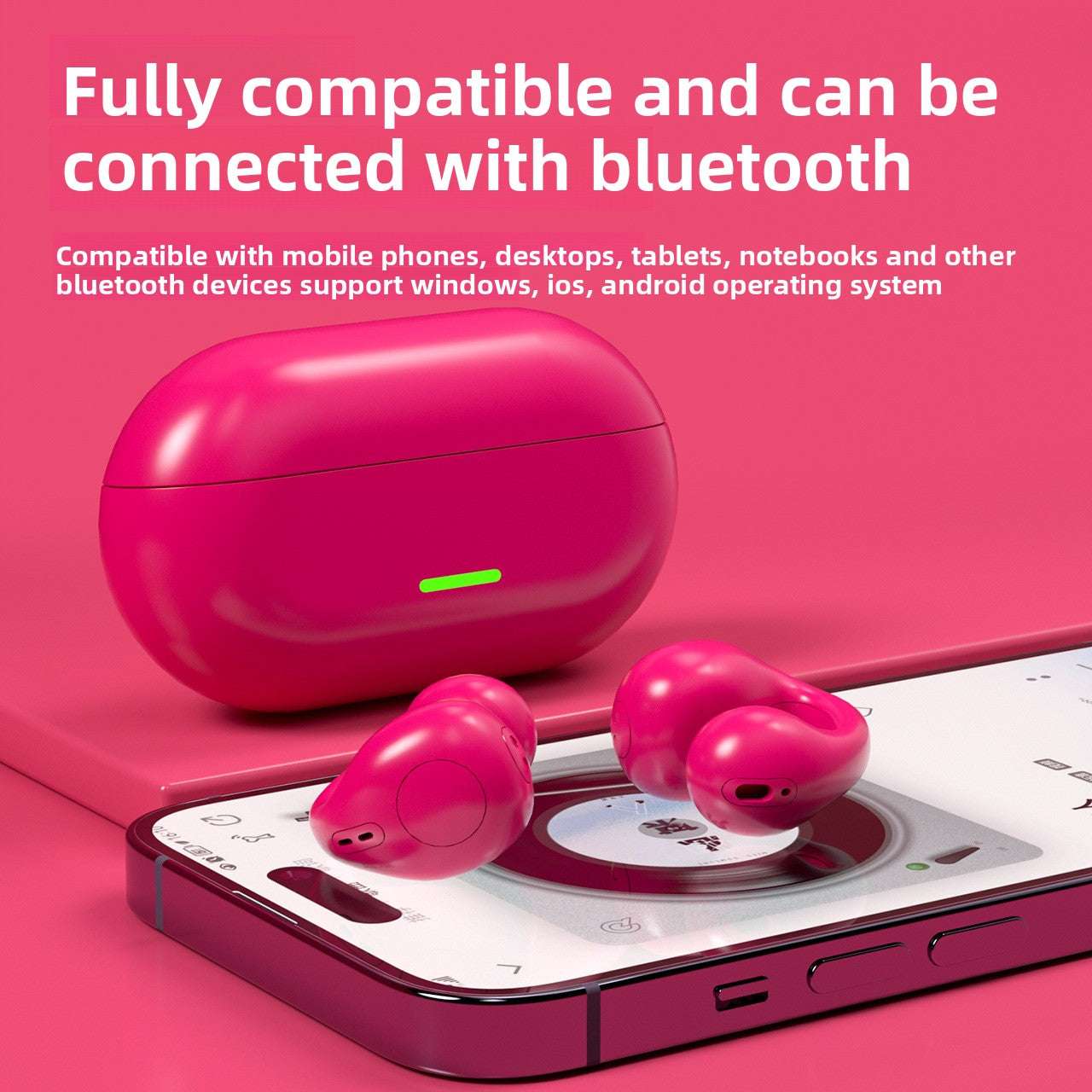 Clip Ear Bone Conduction Bluetooth Headset, Wireless Charging, Noise Reduction, Bone Conduction Technology, Bilateral Stereo, Long battery life for extended usage