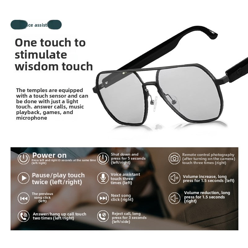 Smart Bluetooth Glasses with Color-Changing Lenses and Wireless Headphones
