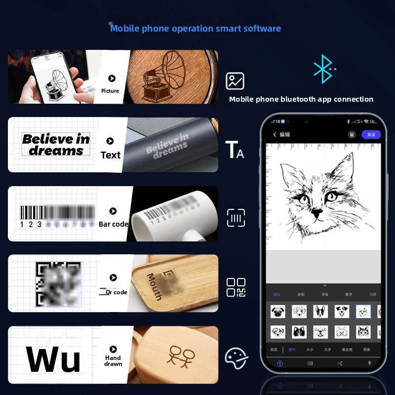 Portable DIY Marking Machine, Precision Engraving, Versatile Material Compatibility: Works on wood, leather, and stainless steel, Portable Design: Lightweight (2kg),