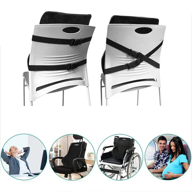 Office Waist Cushion - Memory Foam Pillow with Spandex Cover, 45x32x18 cm - ZeeTec Store