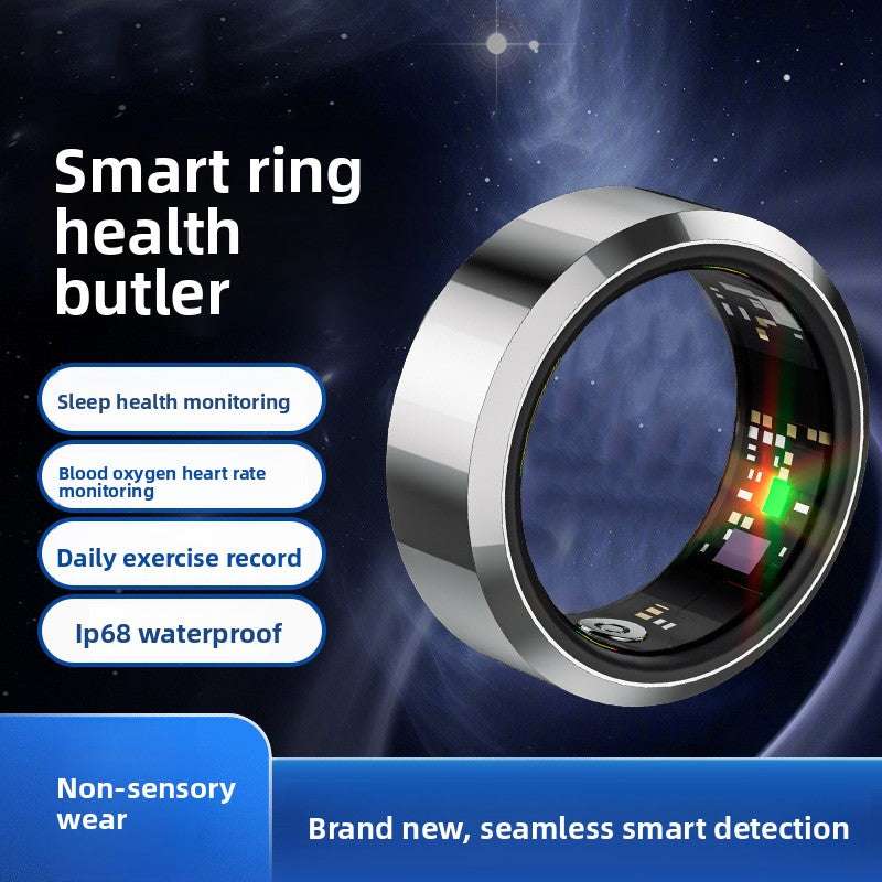Smart Sports Ring, Heart Rate Monitoring Blood Oxygen Detection Sleep Analysis Stress Tracking Step Counter, Waterproof Design