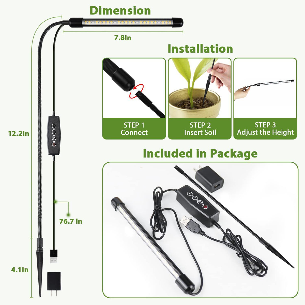 Smart Planting Adjustable LED Plant Growth Light with Timer
