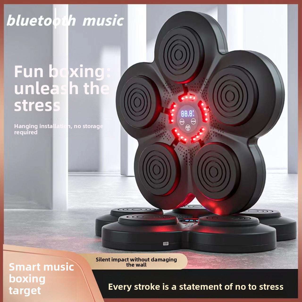 Smart Music Boxing Target, LED Button Design, Stress Relief, Portable & Lightweight, Bluetooth and LED Lights