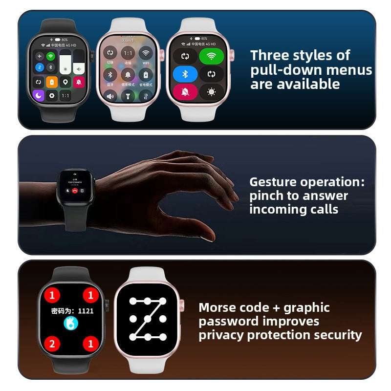Smart Watch, HD screen Display, Rotating Camera, Full Network Connectivity - Supports SIM card insertion, Health Monitoring, Multi-Functional - social entertainment Bluetooth calls NFC, and remote selfie control Gesture control, Wireless Charging