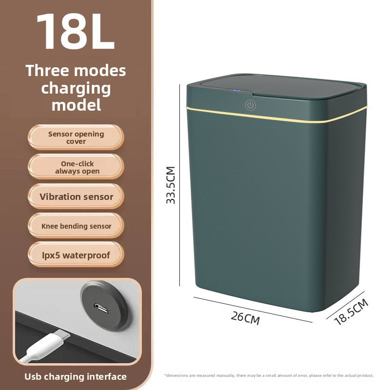 Smart Trash Can, Touch-free Operation, Automatic Packaging, Battery/Charging Options, Multi-zone Classification - Designed with compartments for efficient waste sorting, Versatile Placement - Slim design
