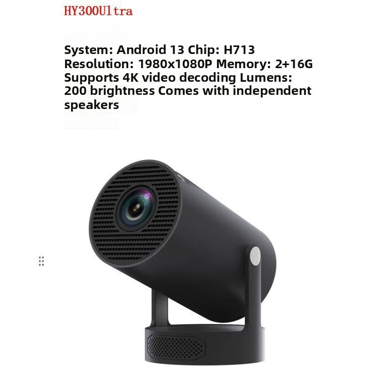 HY300 Ultra Portable 4K Home Projector with Built-in Speakers and HDMI Support. Compact and lightweight, easy to carry for home or outdoor entertainment