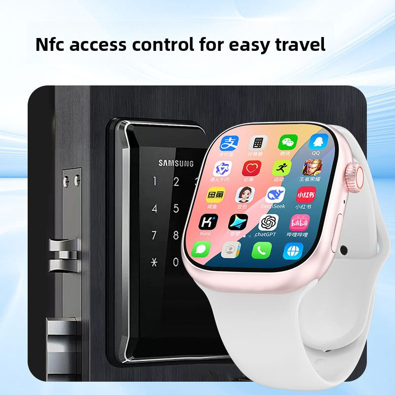 Smart Watch, HD screen Display, Rotating Camera, Full Network Connectivity - Supports SIM card insertion, Health Monitoring, Multi-Functional - social entertainment Bluetooth calls NFC, and remote selfie control Gesture control, Wireless Charging